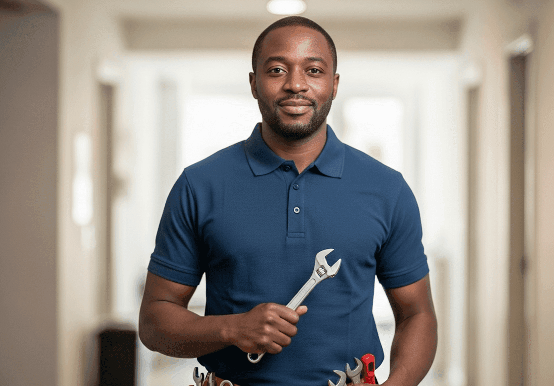 A service provider holding tools
