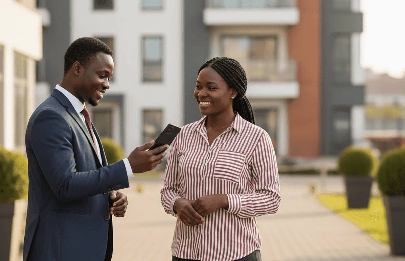 A real estate agent smiling